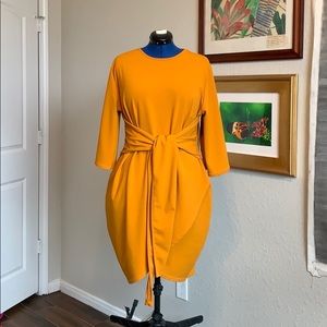 Plus Kimono Sleeve Tie Waist Wrap Dress